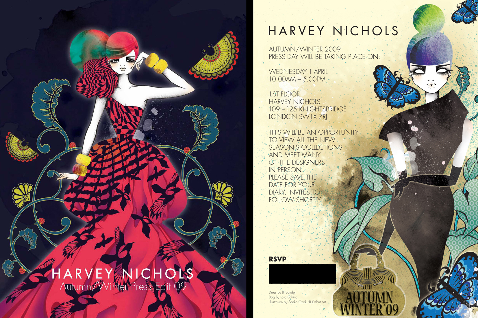 Saeko Ozaki / Harvey Nichols Press Kit And Invite 2009