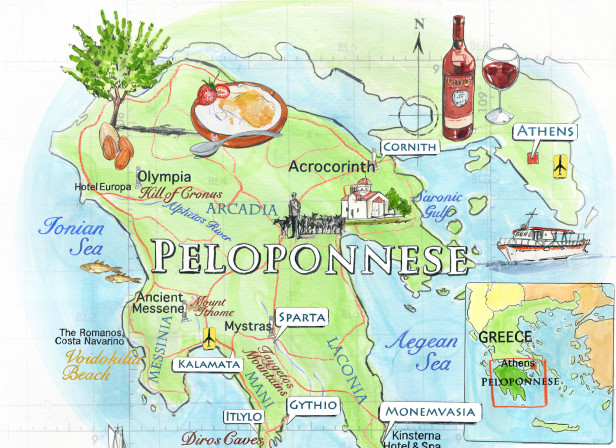Peloponnese Map Conde Nast Traveller
