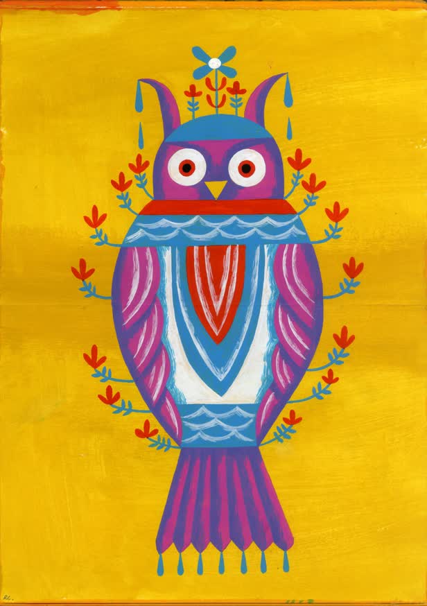 Owl on Yellow