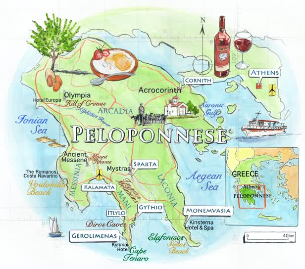 Peloponnese Map Conde Nast Traveller