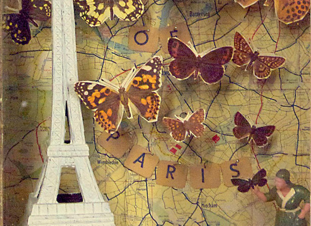 Butterfly Paris 3D Art Box Window