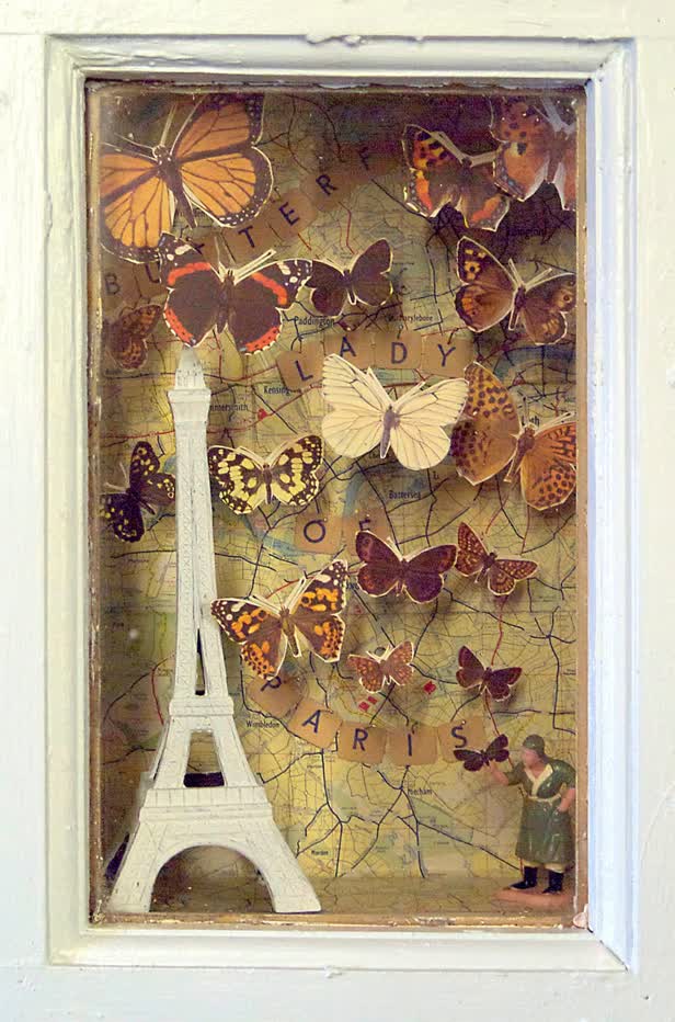 Butterfly Paris 3D Art Box Window