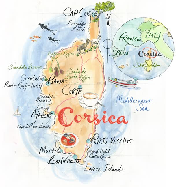 Corsica Map / Times Traveller