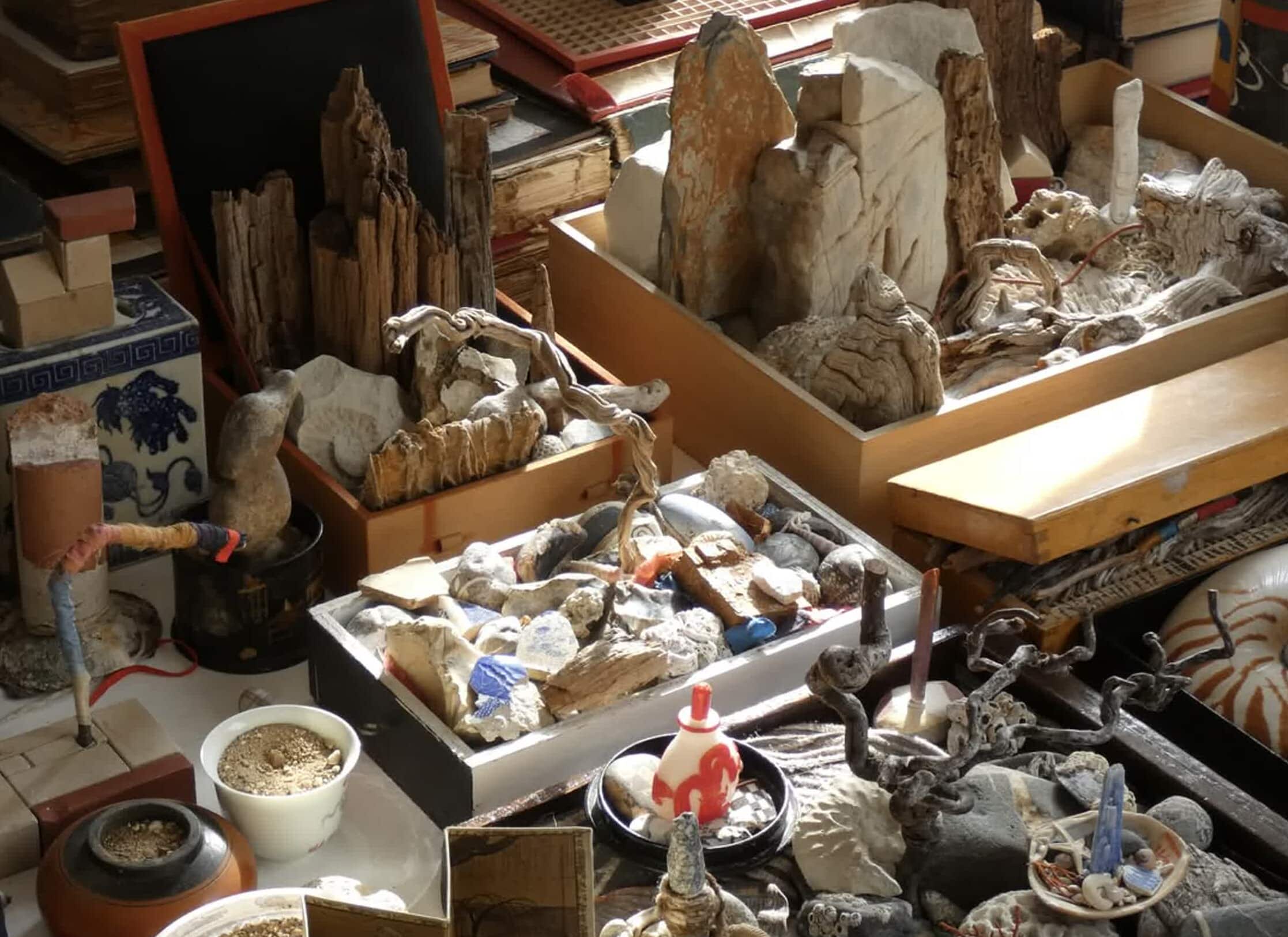 In the studio- some of the latest miniature gardens and landscapes in my bonsai culture project .jpg
