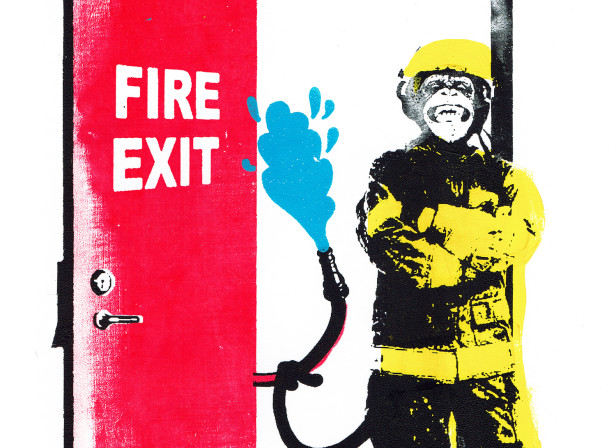 roomzzz_fire_escape_fire_service_monkey_hose_pipe_screenprint_katie_edwards_illustration.jpg