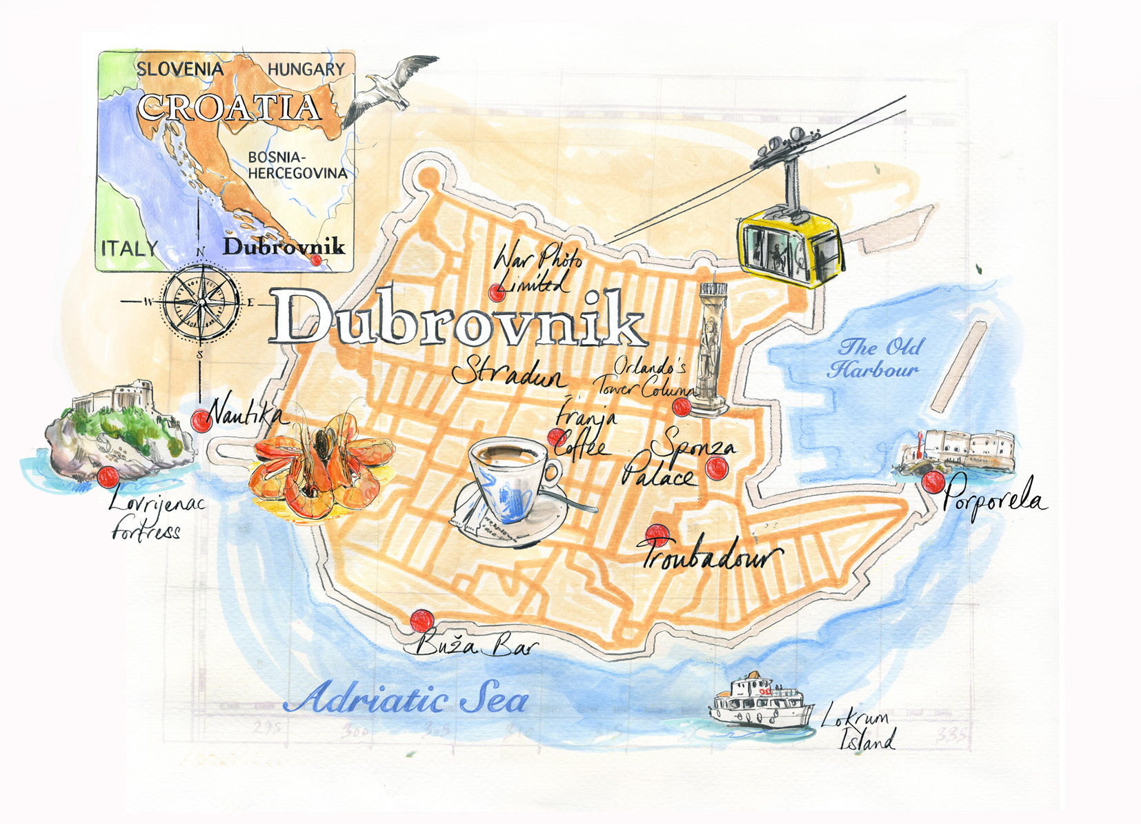 Dubrovnik Map / Conde Nast Traveller Magazine