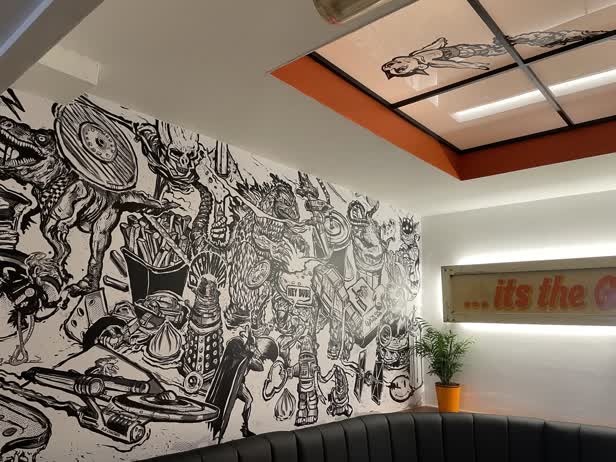 Magic Wingdom Restaurant Interior Mural and Branding