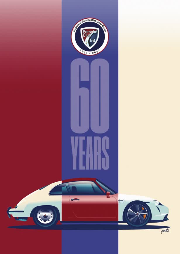 Cover and poster 60th Anniversary issue / Porsche Club Magazine