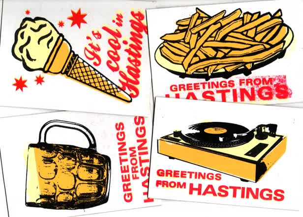 Hastings postcards screenprint