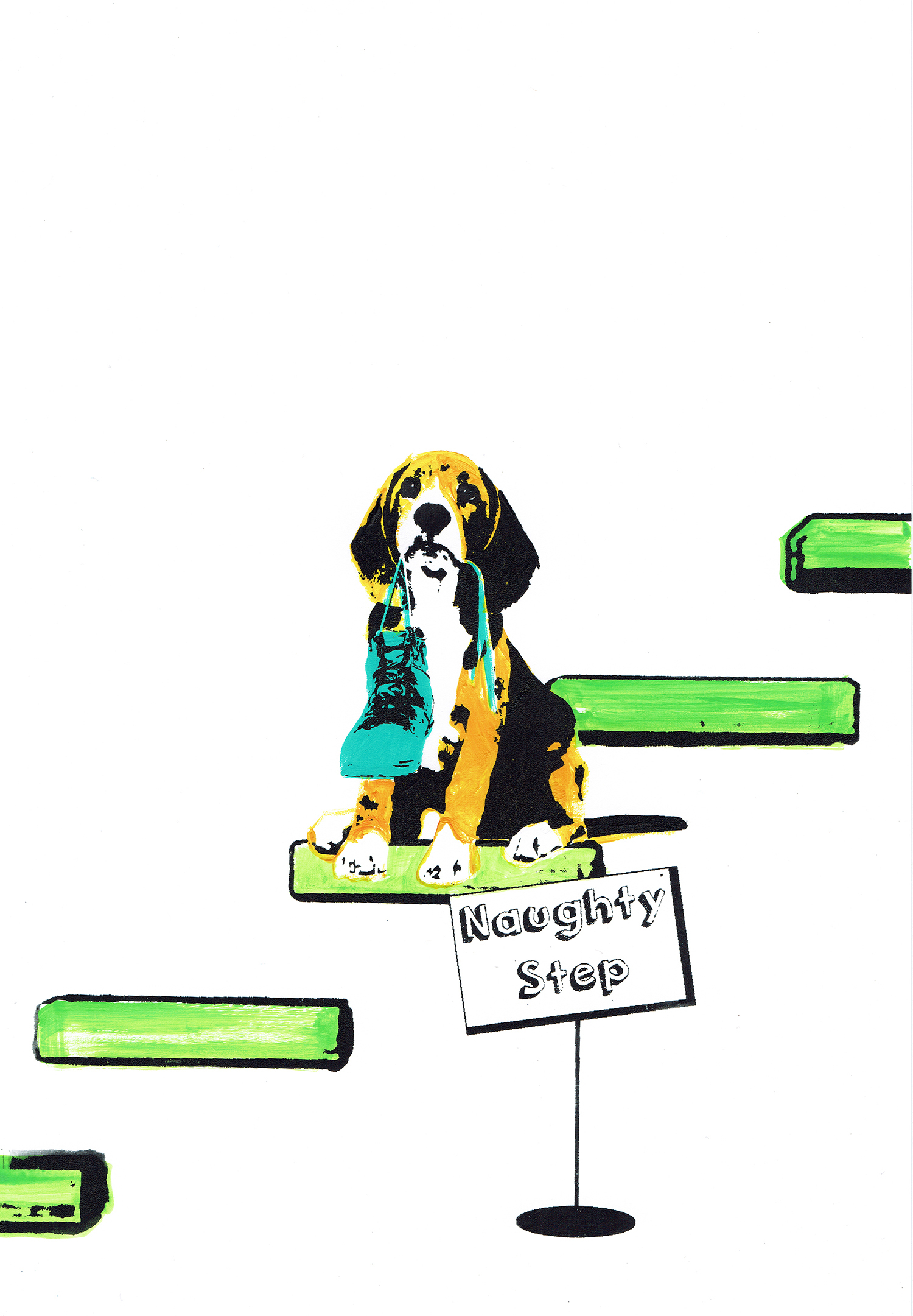 roomzzz_naughty_step_dog_puppy_chewed_shoe_screenprint_katie_edwards_illustration.jpg