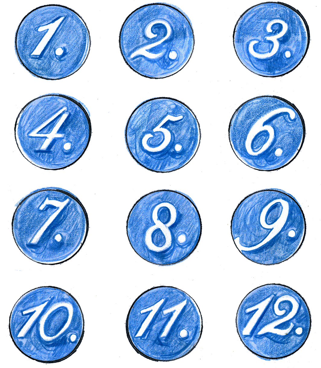 1-12 Numbered Dots
