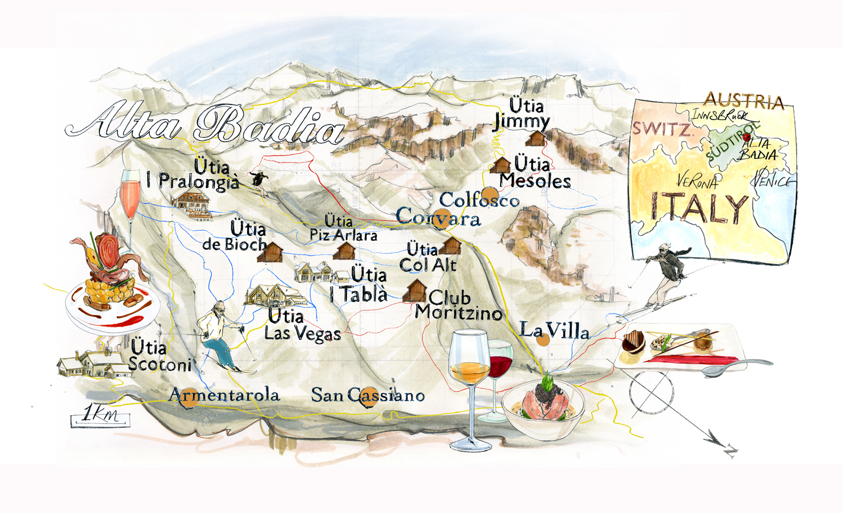 Alta Badia Ski Food And Lodge Map Conde Nast Traveller