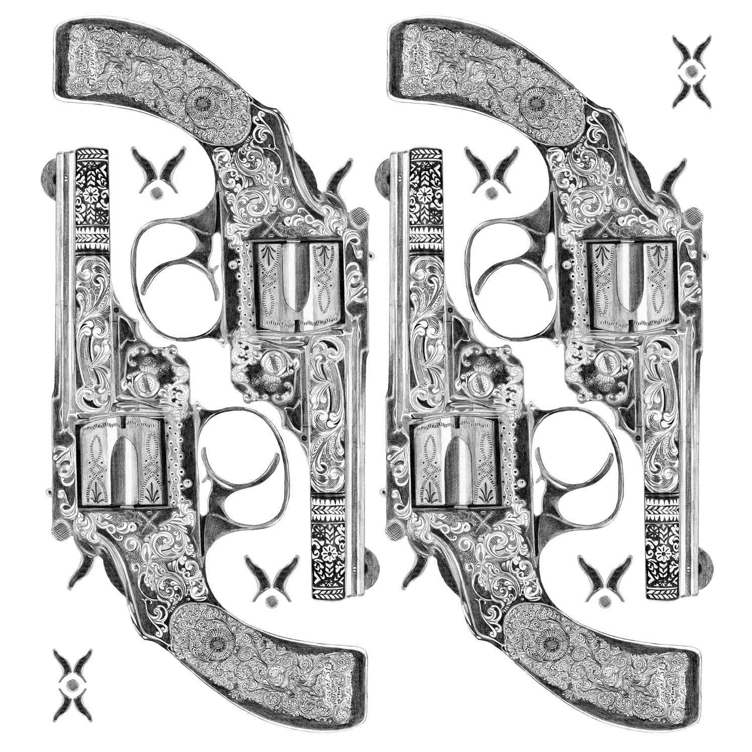Insight51 Tshirt Print Decorated Pistol Gun