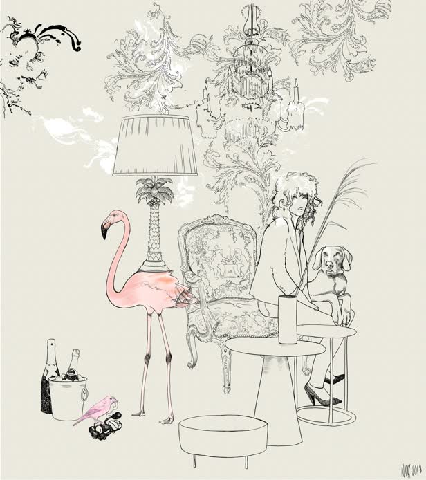 Flamingo and champagne / Living Room