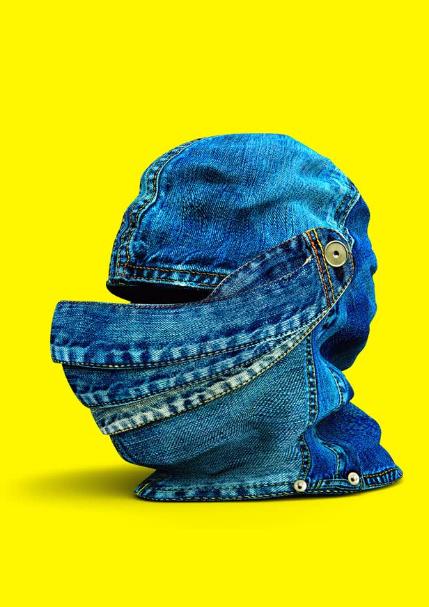 Denim Knights Helmet Fringe