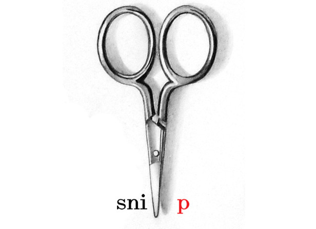 Scissors With Red Snip Lettering