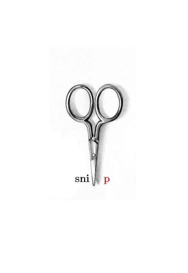 Scissors With Red Snip Lettering