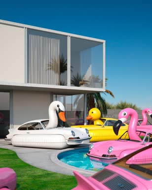 Flock Of Porsche Flamingos