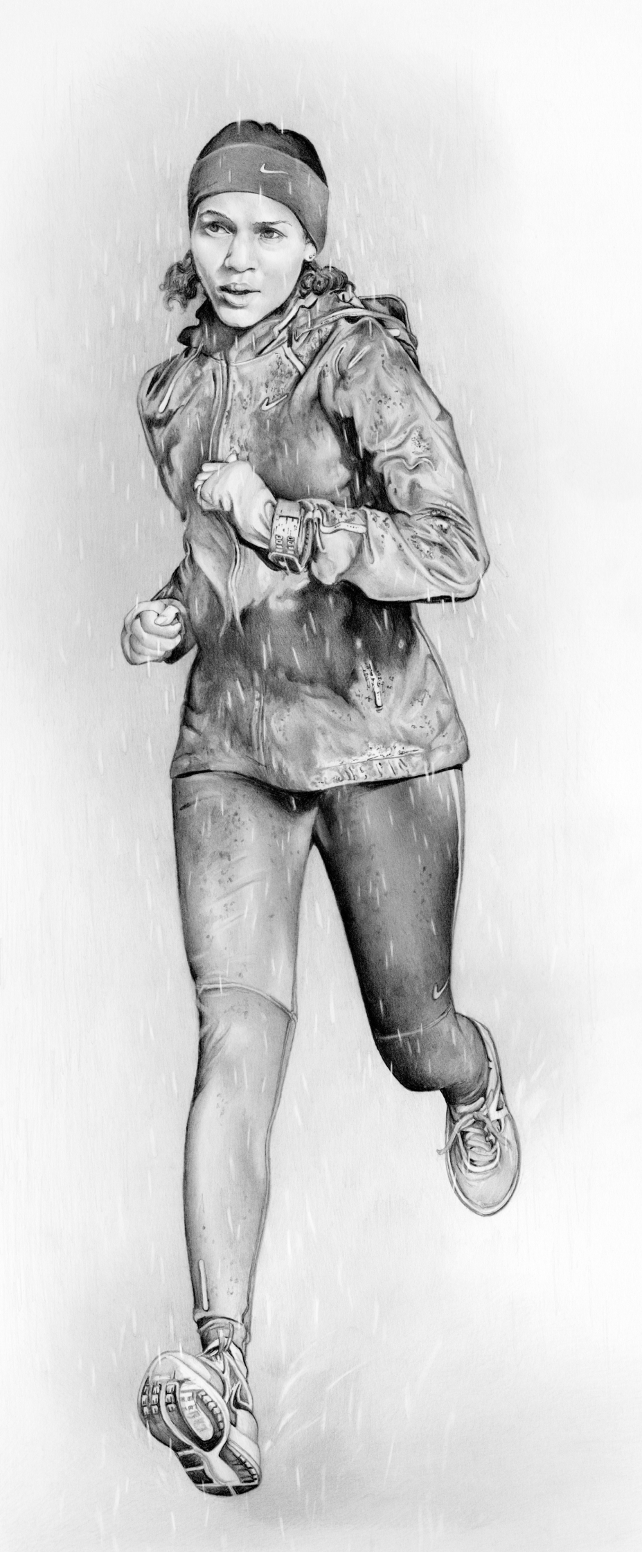 Nike Running Gear Female Runner In Rain