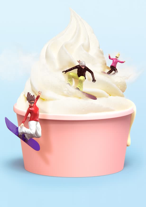 Skiers Frozen Yoghurt / Cosmopolitan Magazine