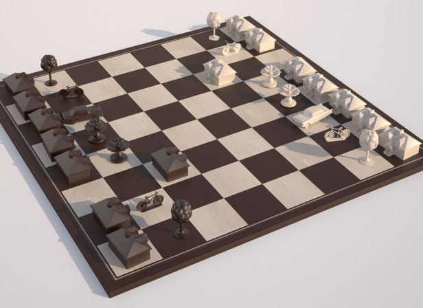Chessboard With Houses Theatre Brochure
