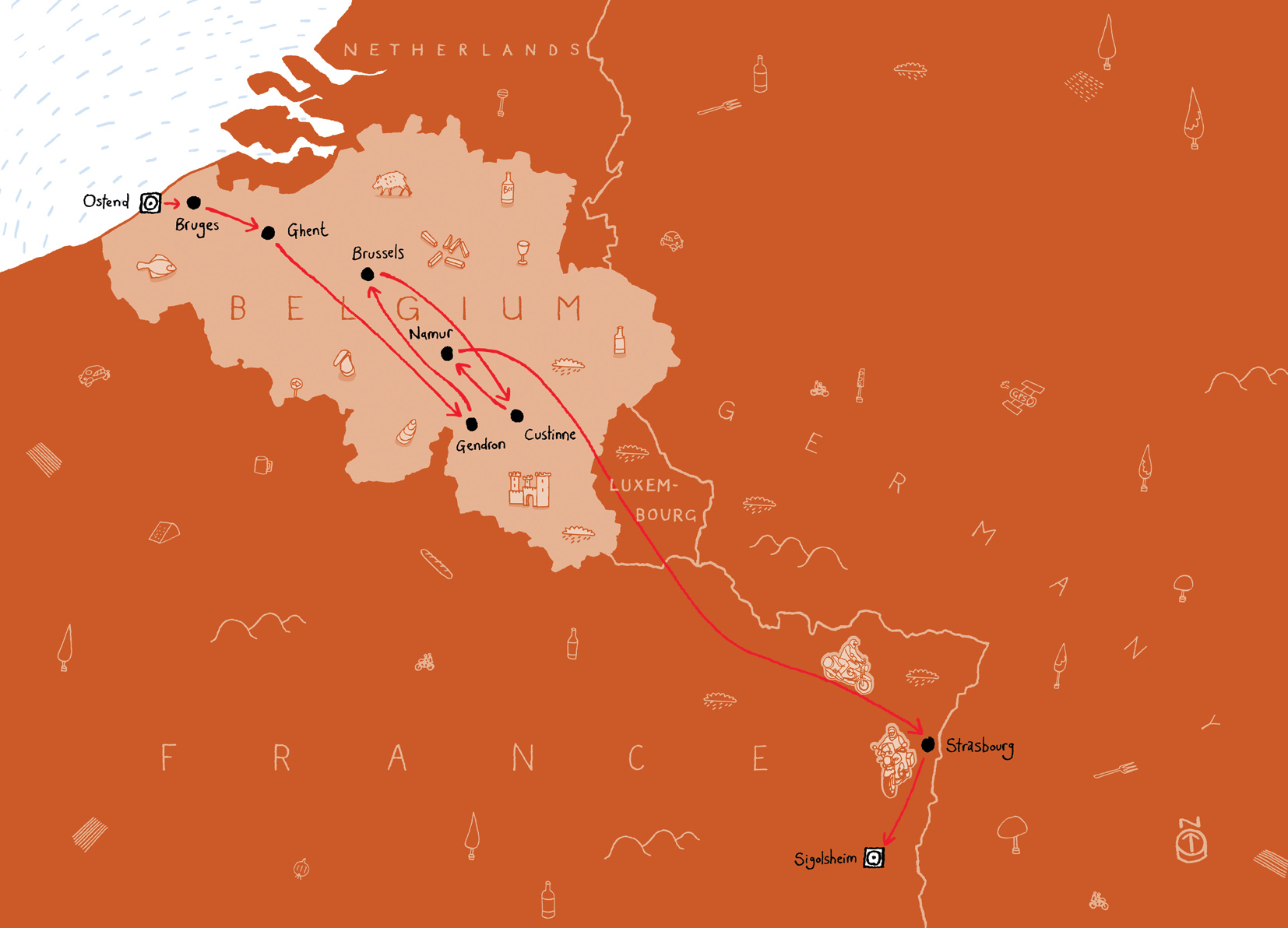 Belgium Map Route