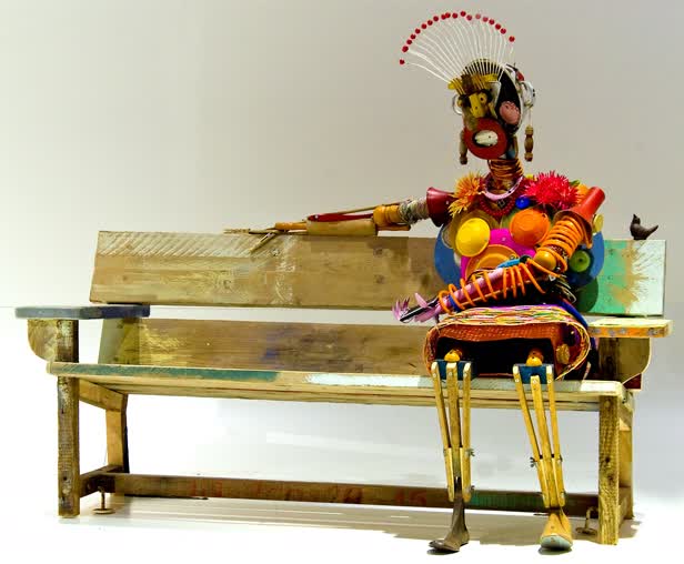 Junk Art Woman Recycled Canon Photokina