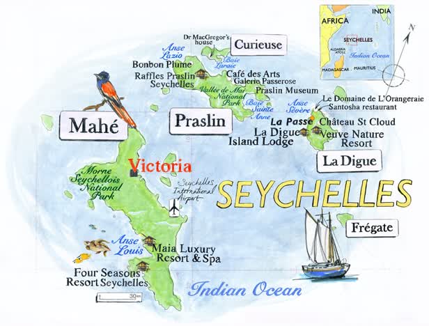 Seychelles Map / Conde Nast Traveller Magazine