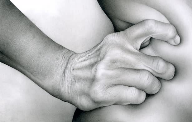 Male Hand Grasping Female Flesh