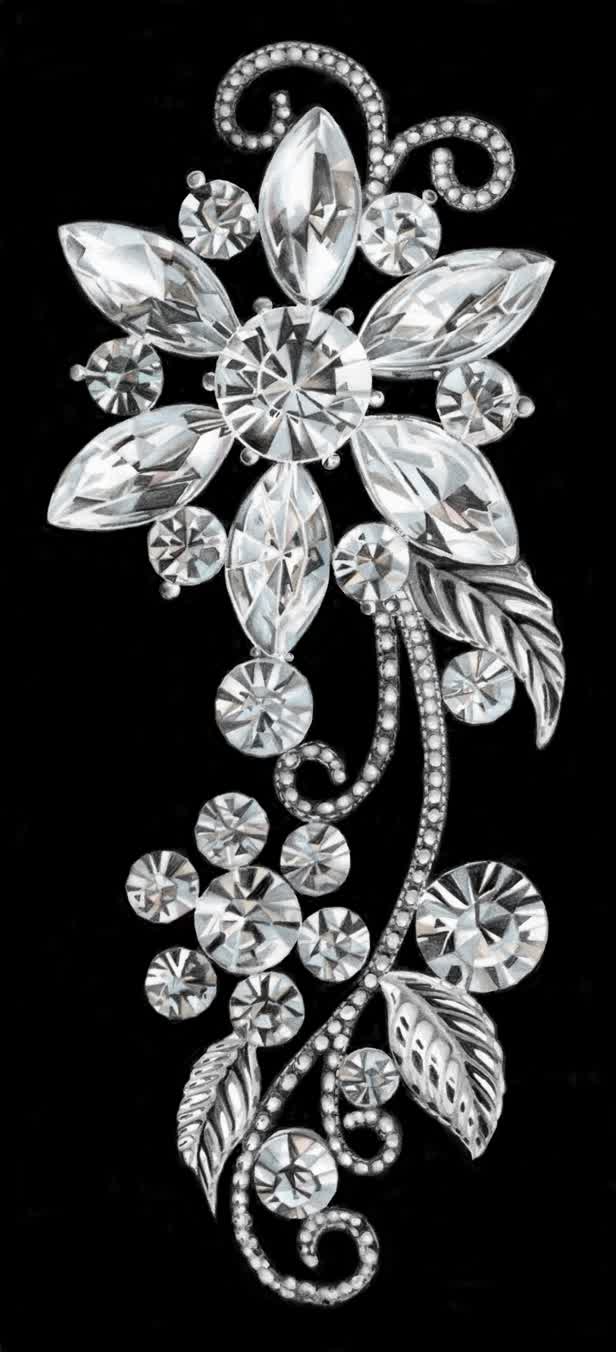 Diamond And Gold Spray Brooch