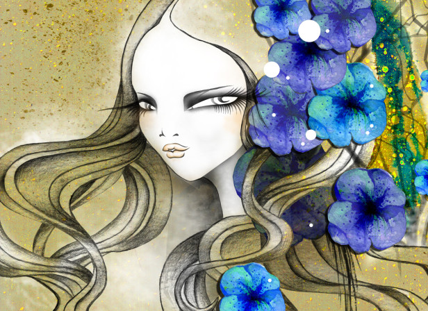 Floral Hair Beauty Bird